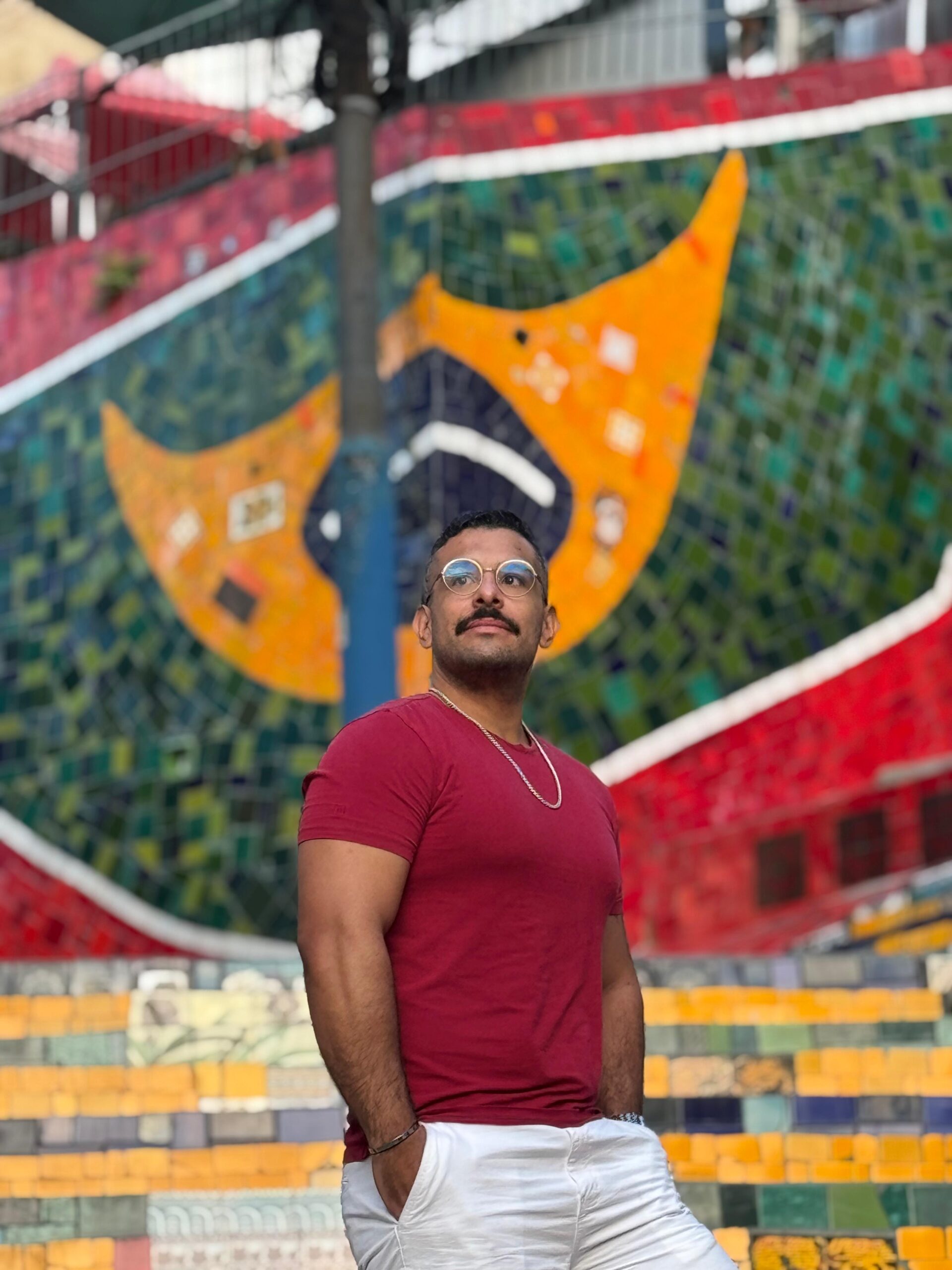 Caio Albahr na Escadaria Selarón, Rio de Janeiro